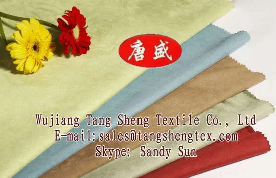 Recycled polyester suede fabric shoes materials 75D*105D suede fabric