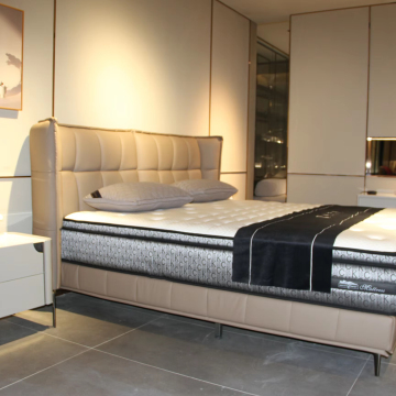 Modern Minimalist Luxury Double Bed with Elephant Ear Suede Design