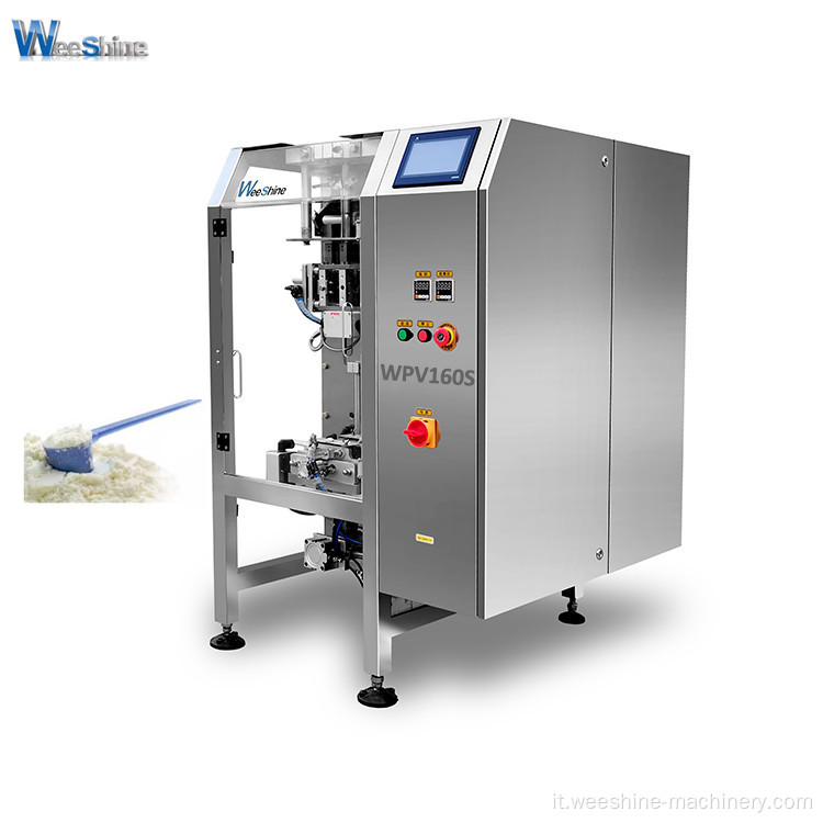 Macchina imballatrice verticale automatica WPV160S ad alte prestazioni per farina di caffè in polvere Farina di latte in polvere con protezione di sicurezza