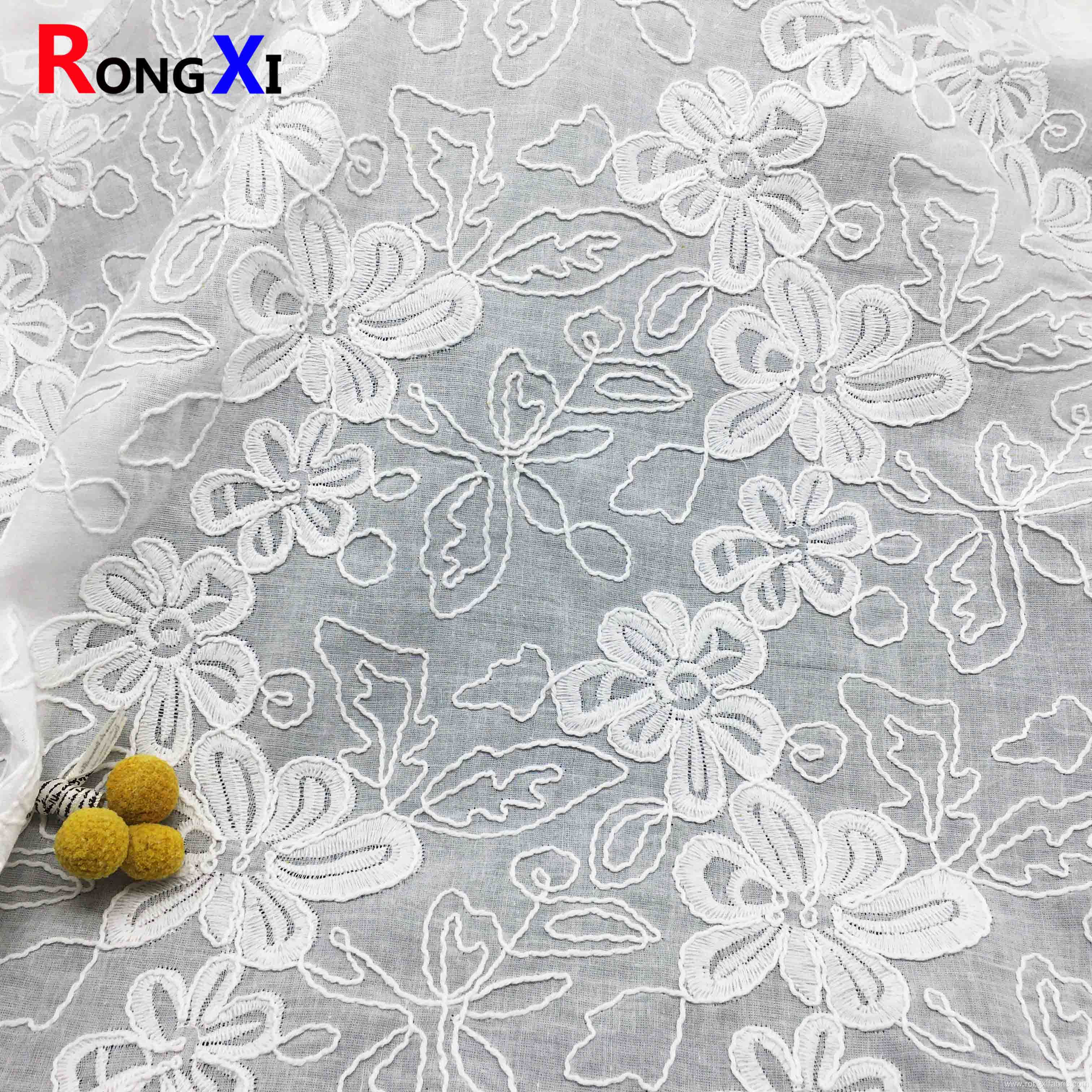 Cotton Eyelet Fabric with Backbone Line for Clothing