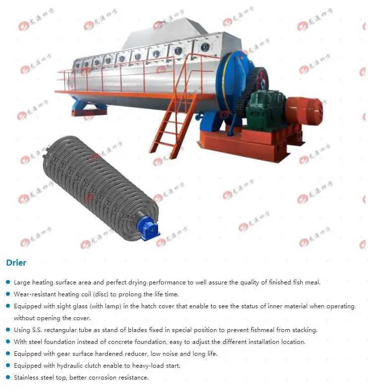 Dessiccateur de bobine/dessiccateur de disque/dessiccateur de disque pour la chaîne de production à haute valeur protéique de farine de poisson/machine de farine de poisson