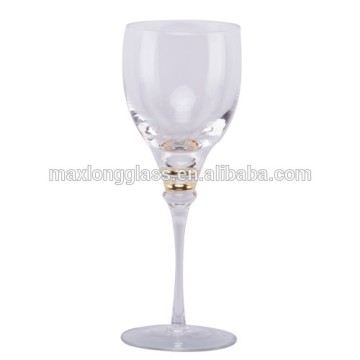 Clear Bulb Red Wine Flute with gold circle