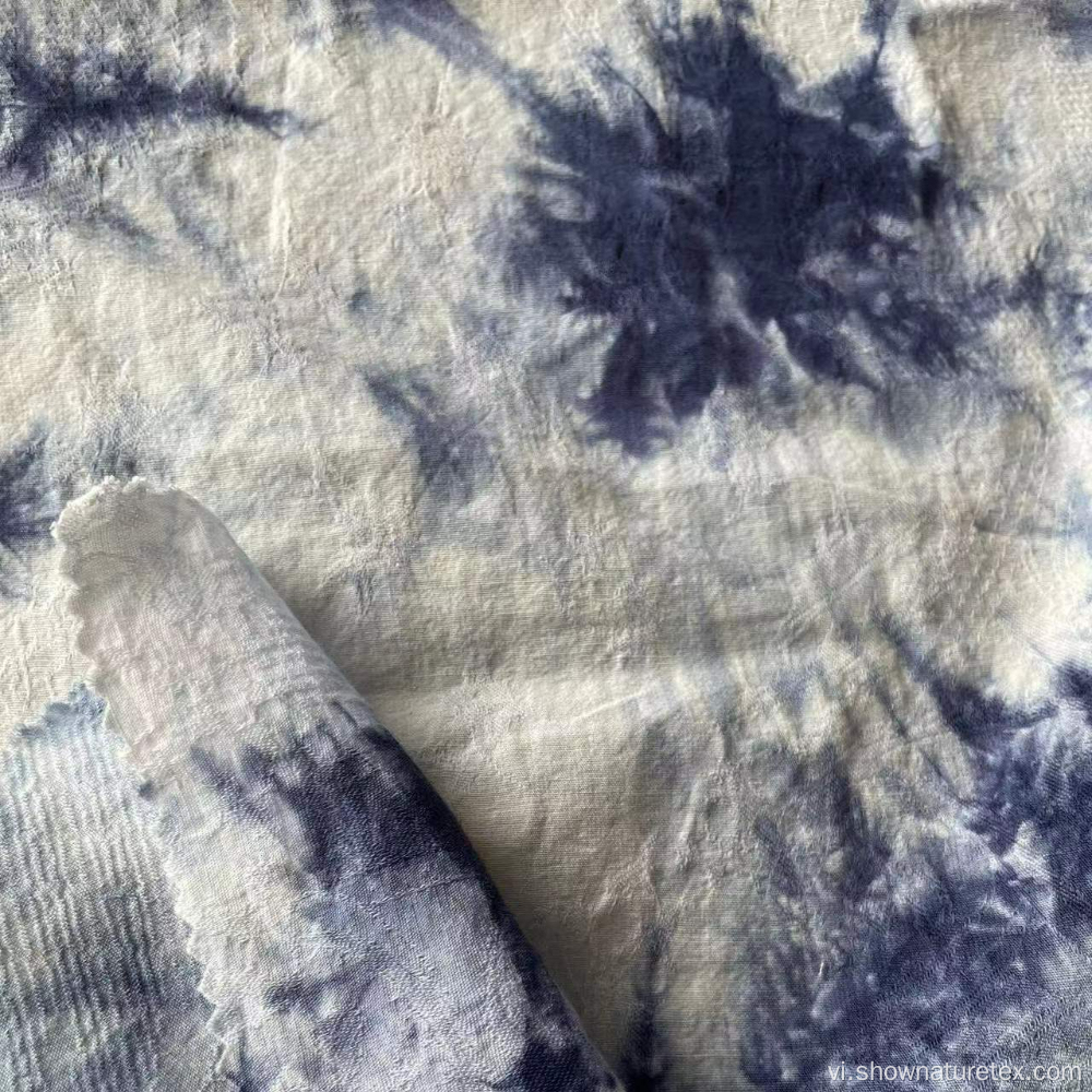 Dye Tie Dye Jacquard in vải lanh Tencil