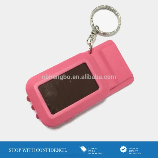 pink plastic 3 leds rechageable solar flashlight with whistle