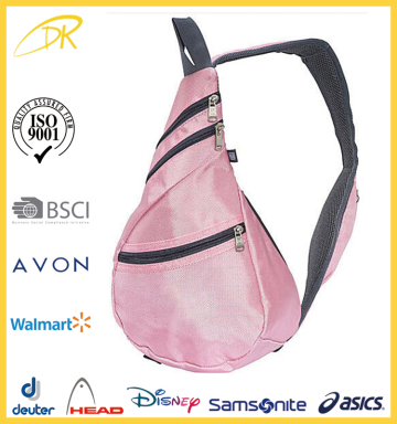 Made in China pink travel women sling bag, customized ladies sling bag