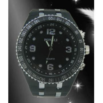 Newest design,Cool black quartz silicone watches men