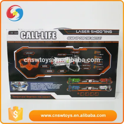 Laser shooting gun set toy two battle masks and two laser battle guns