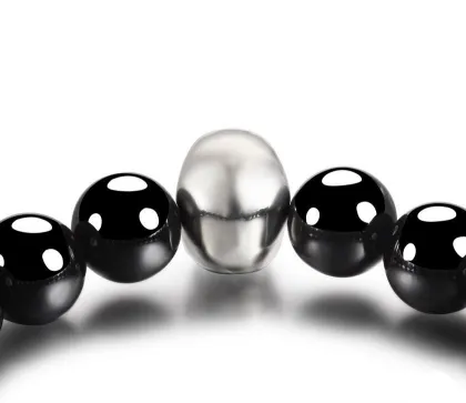 925 Sterling Silver Carved Skull & Black Obsidian Bracelet with Crystal Healing