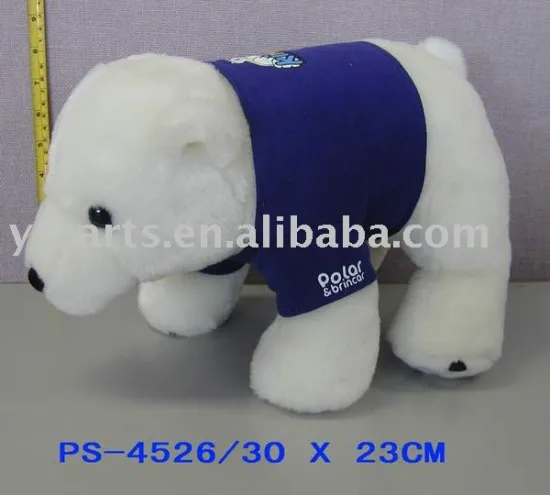 Plush polar bear with t-shirt, plush toys,stuffed toys,stuffed ice bear