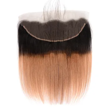 Brazilian Cuticle Aligned 1B 30 Ombre Straight Hair HD Lace Frontal Virgin Human Hair Pre Colored 13x4 Inch Swiss Lace Closure