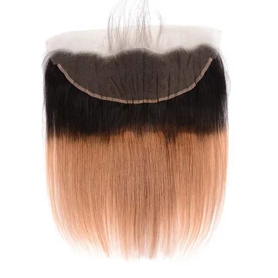 Brazilian Cuticle Aligned 1B 30 Ombre Straight Hair HD Lace Frontal Virgin Human Hair Pre Colored 13x4 Inch Swiss Lace Closure