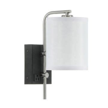 Modern Fabric Shade Bedroom Guest Room Hotel Wall Sconce LED Lights