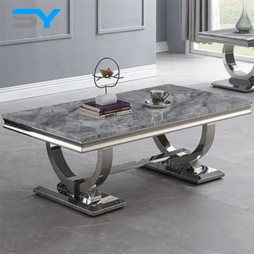 Siyang Modern Silver Silver Stal Stael Stable z marmurową top