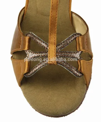 Hot Sale Dttrol Suphini Dark Tan Satin Latin Dance Shoes for Women
