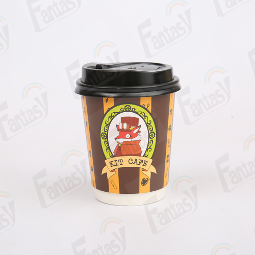 Coffee Paper Cups with Lid 10oz Custom double wall printed logo disposable cups Supplier