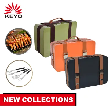 Outdoor suitcase portable charcoal barbecue bbq grill easy to assemble portable bbq grills