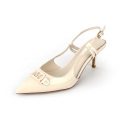 Stylish Alphabet-Embellished Pointed-Toe Backless Low Heels