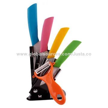 Eco-friendly fixed blade ceramic knife set with stand