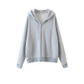 Women Oversized Solid Zip Up Hoodie