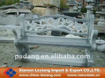 Granite stone bench with back