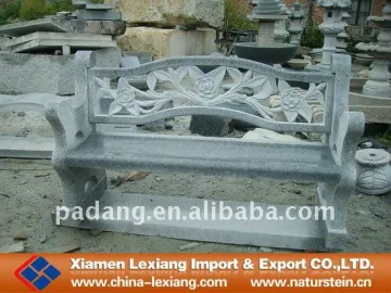 Granite stone bench with back