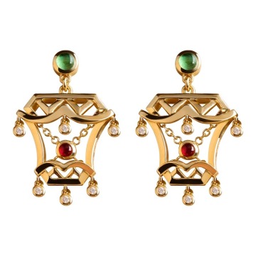 Wholesale 18K Gold Plated Emerald Moissanite Zircon Ruby Gemstone Earrings Custom Design 925 Silver