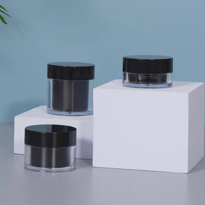Black Double Layered Cream Jar Face Cream Bottle