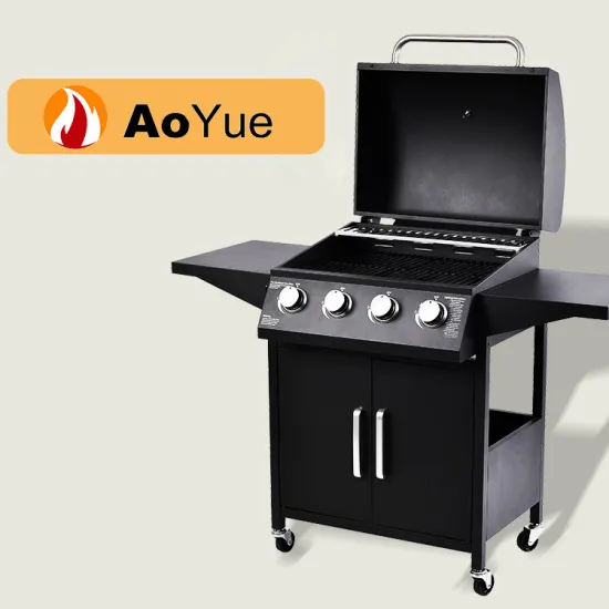 4 Burner Garden Patio Cooking Protected Cover and Bottle Opener BBQ Grill Set Gas Comb With Charcoal