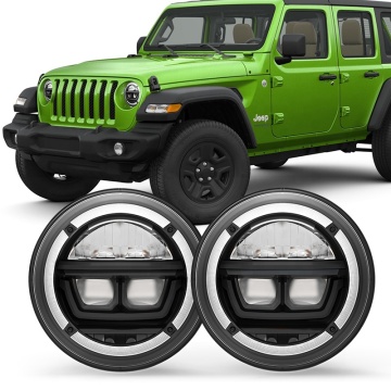 Lampu depan LED 7 inci dengan DRL untuk Jeep Wrangler - Mata Angle Amber Putih