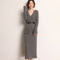 Cashmere knitted dress suit for women