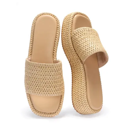 Woven Straw Flatform Beach Sandals Women