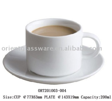 White ceramic mug with saucer