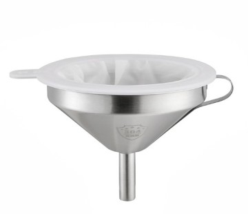 Metal Kitchen Utensil Funnel with Removable Silicone Filter for Liquid Transfer