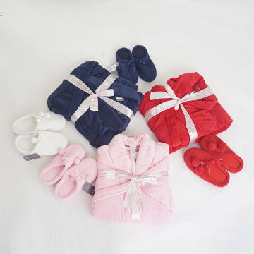 promotion gift wholesale coral fleece slippers bathrobes