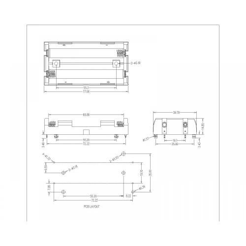 BBC-S-SN-A-18650-135 Dual Battery Holder For 18650 THM