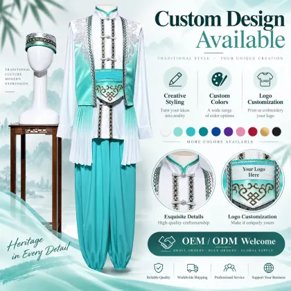 Modern Chinese Folk Dance Costume Outfit Headpiece