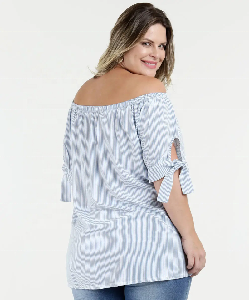 Blusa de moda con hombros descubiertos y talla grande para mujer personalizada