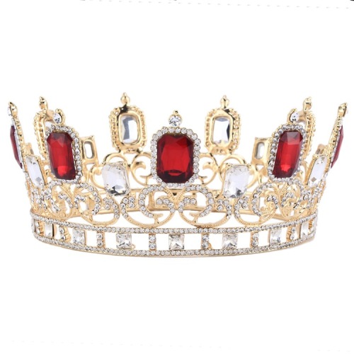 Grande couronne de mariée diadème strass rouge