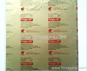 Two Color Printed Single Gold Ptp Printed Aluminium Foil