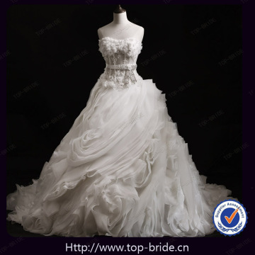 S1346 Real Photo Designer Ruffle Luxury Long Train Wedding Dresses In Dubai