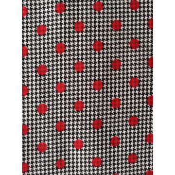 Houndstooth &amp; Dots Rayon Twill 3024S Tejido de punto de impresión