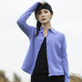 Women's blouse collar wool knit cardigan