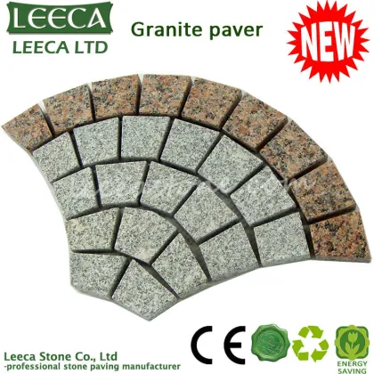 Tan-brown euro fan flagstone granite paver mat