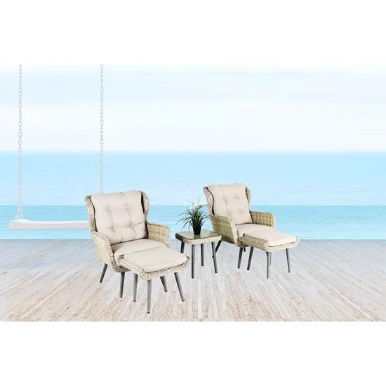 Bistro Set: 5 Pcs Tapped Leg French Cafe Chairs with Metal Resin Wicker and Garden Table