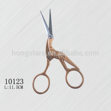 High technology bird shape tranditional art scissors with gold coating