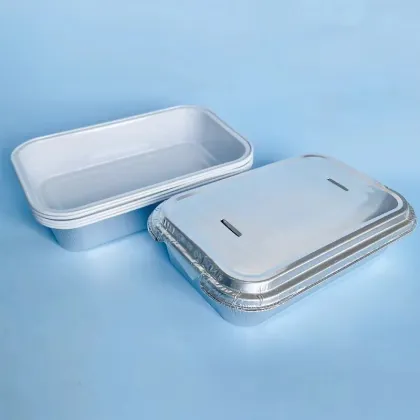 Disposable Aluminum Lid Lunch Box with Grilled Enoki Mushrooms for Barbecue Snacks