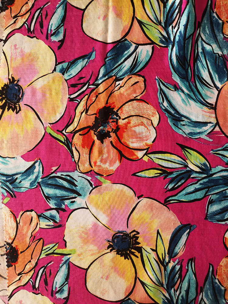 Mão-desenhar Rayon Challis 30S Light Printing Fabric