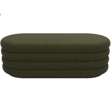 Contemporary Green Velvet Ottoman Stool with Channel Tufting - Hot Sale