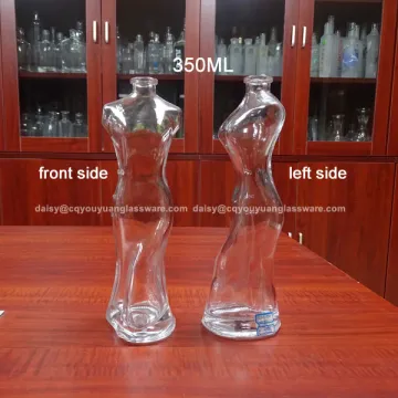 Unique style transparent lead free 350ml vodka glass bottle