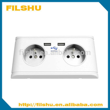 high quality 2 gang wall socket/ 2 gang USB socket
